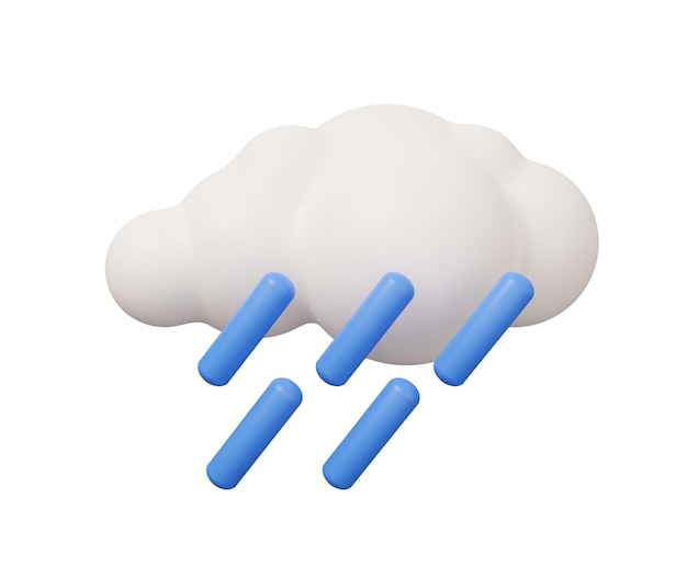 Regenwolke 3D-Wetter isoliert minimale 3D-Darstellung im trendigen Cartoon-Stil