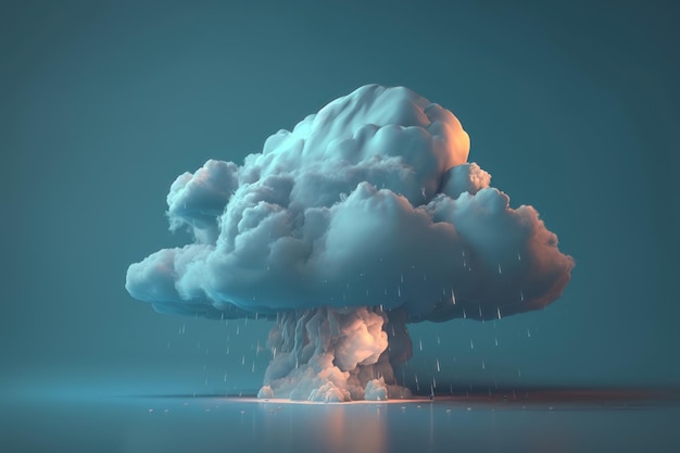 Regenwolke mit Donner auf pastellblauem Hintergrund Kreative Idee minimale KI-Generierung