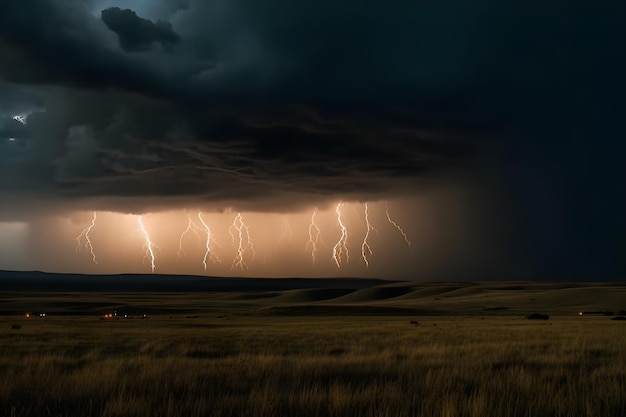 Regenwolken mit Blitzgenerator ai