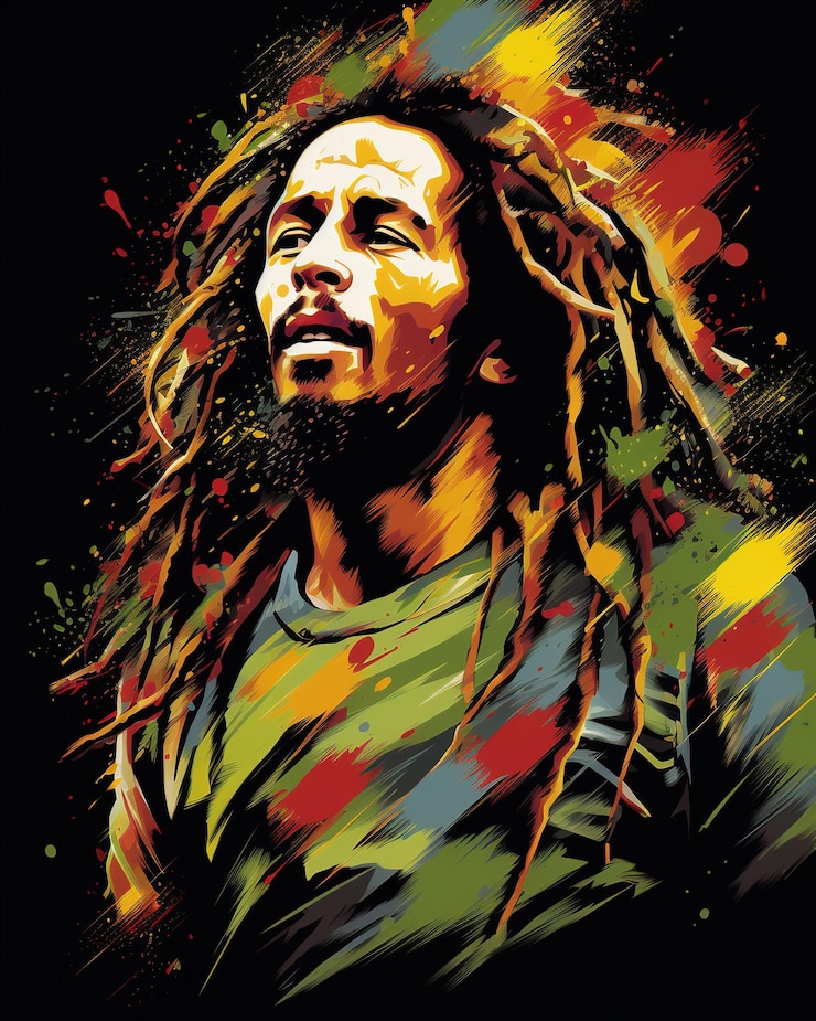 Reggae-Legende Eine lebendige künstlerische Grafik von Bob Marley