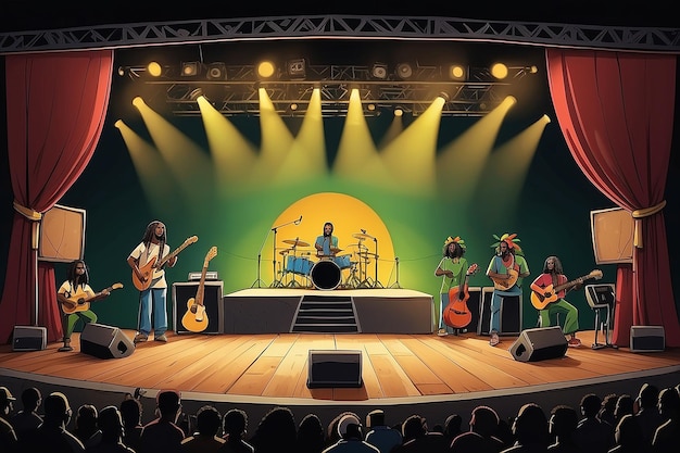 Reggae Rhythms CartoonStyle Stage con la banda de LaidBack