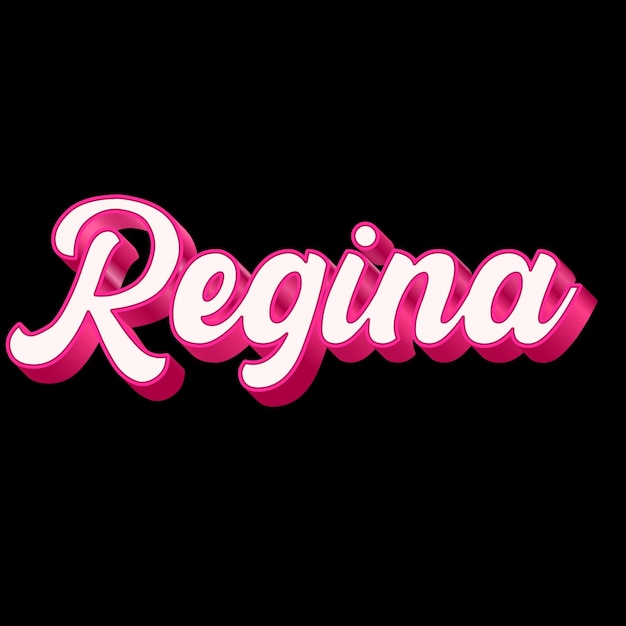 Regina Typographie 3D-Design Pink Schwarz Weiß Hintergrundfoto JPG.