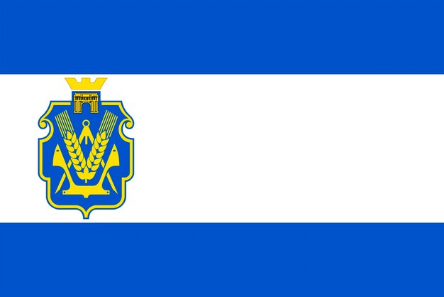 Región de Kherson La bandera nacional de la República de Ucrania y el símbolo de la prefectura