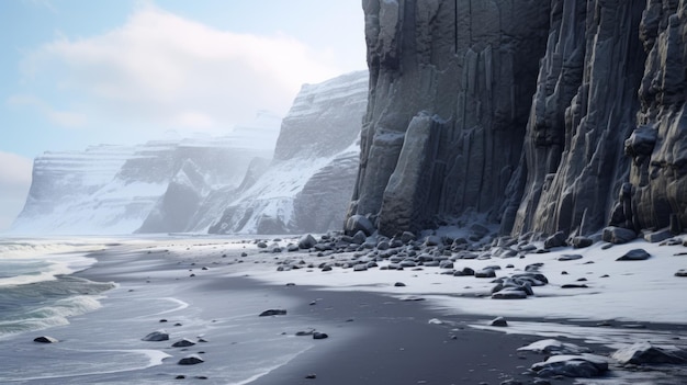 Foto región minera del ártico un impresionante acantilado con nieve en el interior