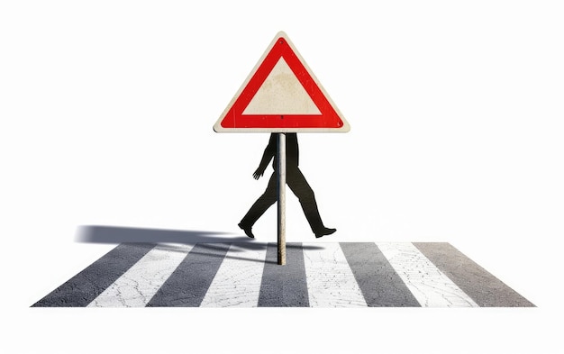 Foto reglas de tránsito a través de señales de cruce de peatones aisladas sobre un fondo blanco