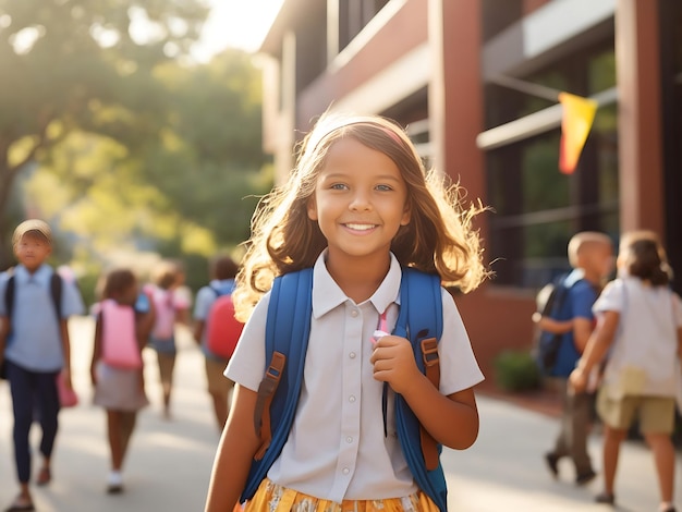 Regreso a la escuela Primer día de clases celebrando un nuevo año