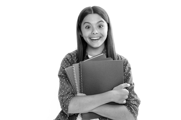 Regreso a la escuela Retrato de niña adolescente con libros Concepto de escuela y educación para niños Estudiante de colegiala Retrato de niña adolescente sonriente feliz