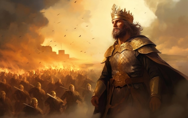 Rei Davi Valor Uma Batalha Cristã na Bíblia IA Gerativa
