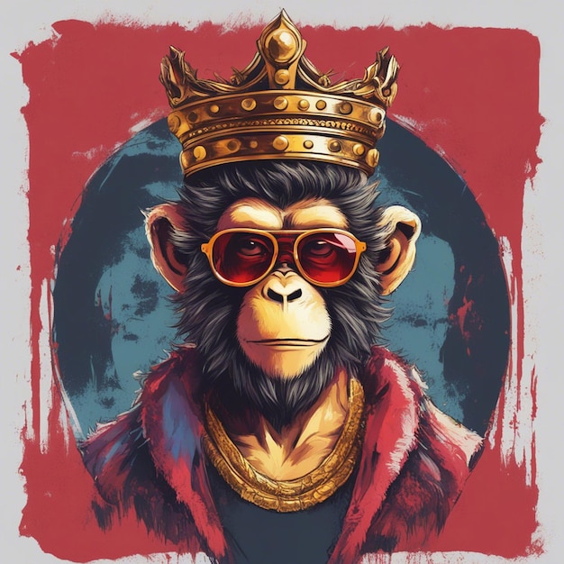 Foto rei dos macacos com coroa e óculos de sol t-shirt de design legal