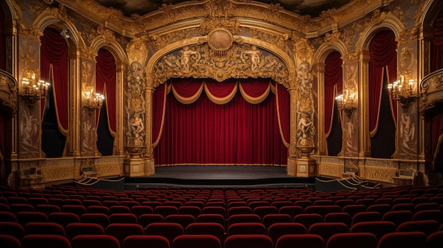 reich verziertes italienisches Theater mit Blick auf die Bühne oder Leinwand 3