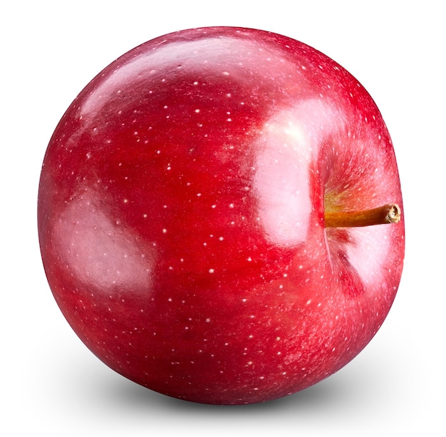 Reife Apfelfrucht isoliert auf weißem Hintergrund. Apfelkomposition mit Beschneidungspfad. Apple-Makro