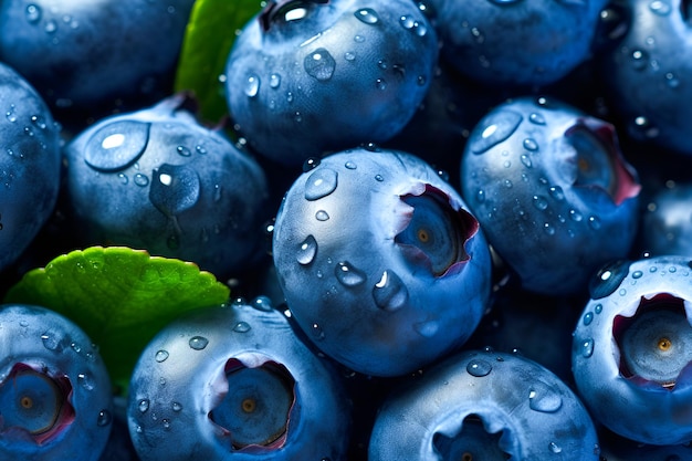 Reife Blaubeeren im Hintergrund Eine Nahaufnahme von Blaubeeren