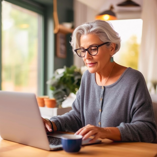 Reife Frauen schauen sich Online-Bildung an