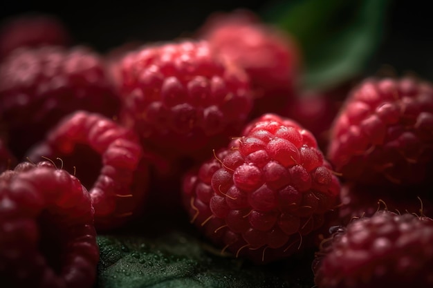 Reife frische Himbeeren als Hintergrund AI generiert