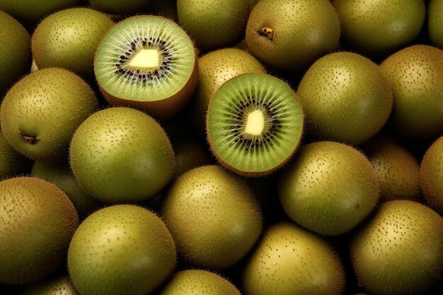 Reife Kiwis im Hintergrund