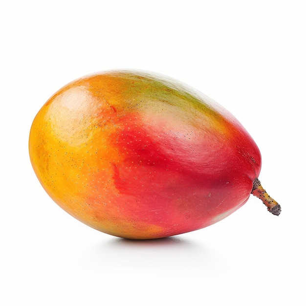 Reife Mango auf weißem Hintergrund mit leuchtenden Farben und Frische