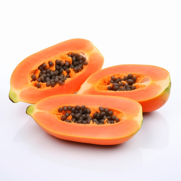 Reife Papaya auf weißem Hintergrund