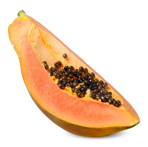Reife Papaya isoliert auf weißem Beschneidungsweg