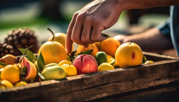 Reife Äpfel, geerntet von Bio-Bauernhöfen, gesunde Ernährung durch KI