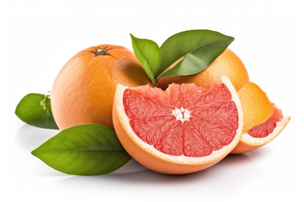 Reife rosa Grapefruit-Zitrusfrucht isoliert auf weißer Oberfläche