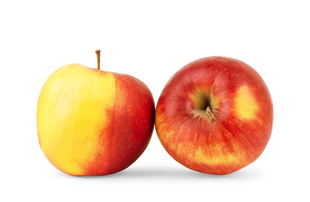 Reife rote Apfelfrucht lokalisiert auf weißem Hintergrund. Äpfel mit Beschneidungspfad