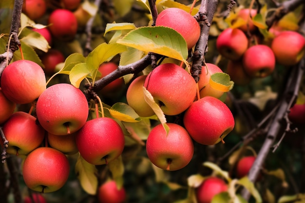 Reife rote Äpfel auf einem Apfelbaum im Herbst