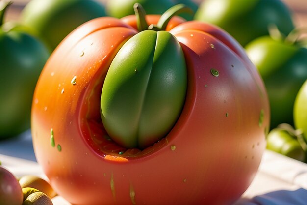 Reife rote Tomaten sind Leute, die gerne leckeres Gemüse, Obst, organisches, grünes, sicheres Landwirtschaftsprodukt essen.