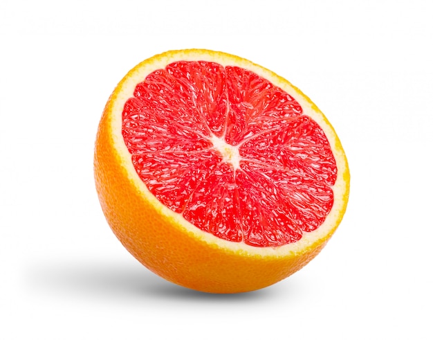 Reife Scheibe der rosa Grapefruit-Zitrusfrucht isoliert