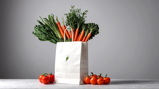 Reife, schöne, leckere Bio-Gemüse und Kräuter in Papiertüten