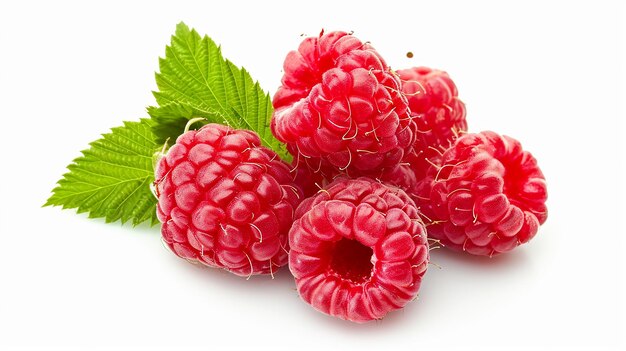 Foto reife süße himbeeren auf weißem hintergrund