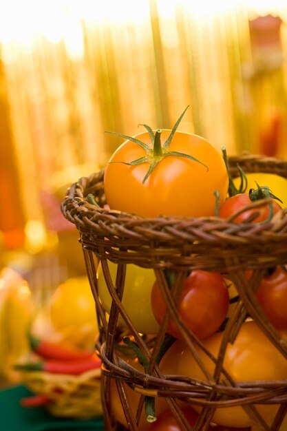 Reife Tomaten Bio-Gemüse und gesundes Ernährungskonzept