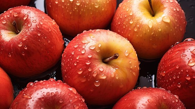 Reife und saftige rote Äpfel Hintergrund auf dem Desktop Nahaufnahme von Food-Fotografie