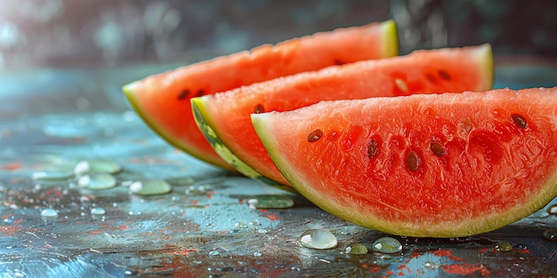 Foto reife und saftige wassermelonen-schnitte aus der nähe