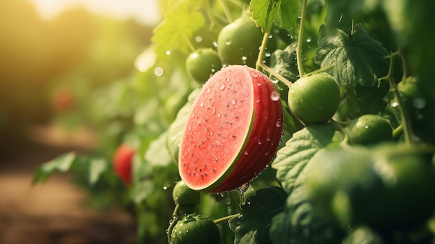 Reife Wassermelone im Garten