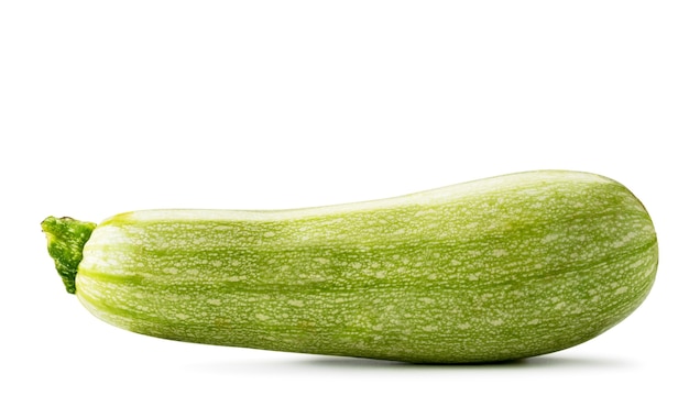 Reife Zucchini-Nahaufnahme auf einem weißen Hintergrund