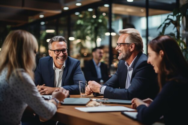 Foto reifer ceo mit vielfältigem team generativer ki