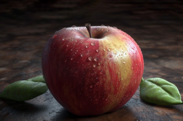 reifer roter Apfel auf Holzhintergrund ein roter Apfel auf Holztisch