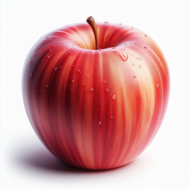 Reifer süßer roter Apfel mit isolierten Blättern auf weißem Hintergrund