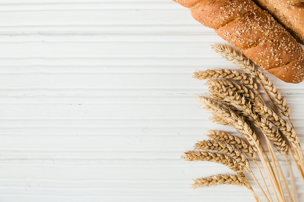 Reifer Weizen und Brot mit Kopienraum