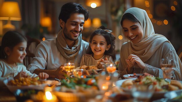 Reifes Familienessen zu Hause Ramadan Feiern