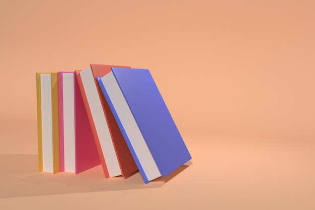 Reihe leerer Bücher, 3D-Rendering