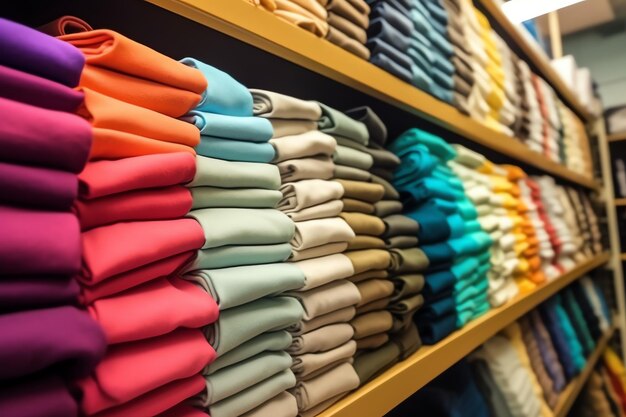 Foto reihe modischer polo-t-shirts für herren auf einem hölzernen kleiderbügel oder regal in einem bekleidungsboutique-einzelhandelsgeschäft