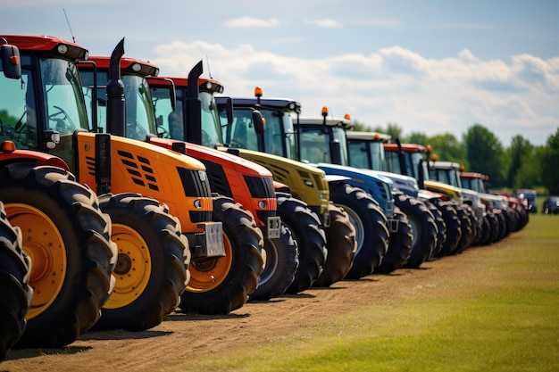 Foto reihe von landwirtschaftlichen lastkraftwagen auf dem bauernhof