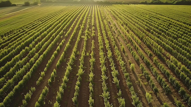 Reihen von Weinreben in einem üppig grünen Weinberg