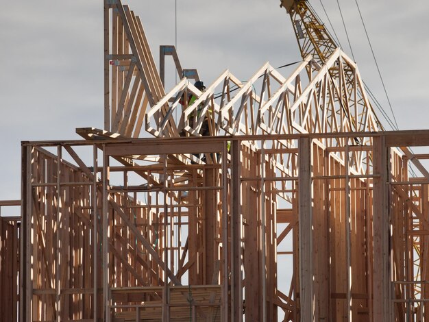 Reihenhausbau mit Holzrahmenbau.