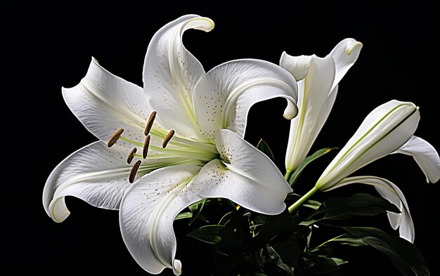 Reine und zarte weiße Lilienblume auf transparenter Leinwand