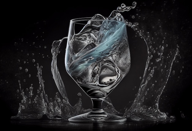 Reines Wasser in einem Glas mit Eis