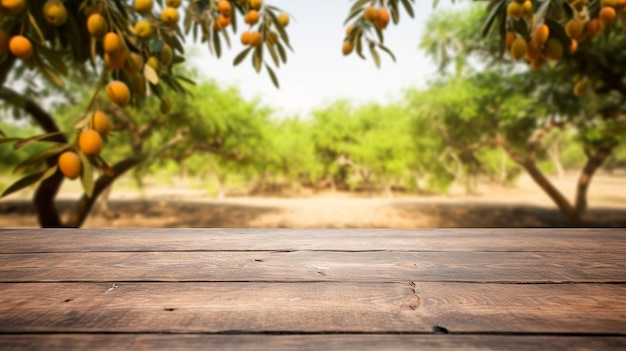 Reinigen Sie den Holztisch insbesondere im Hinblick auf die späte Mangobaumgründung. Kreative Ressource, die von der KI generiert wurde