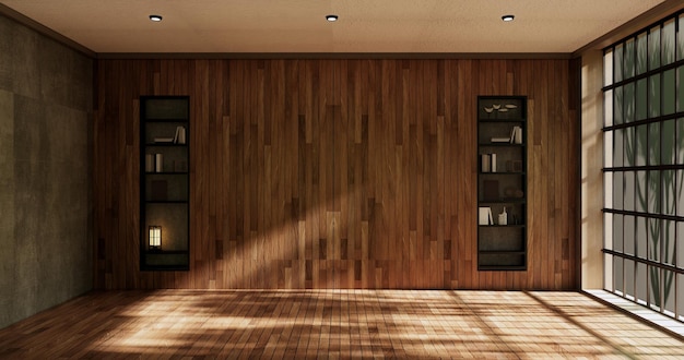Reinigung des Innenraums des leeren Raums japandi wabi sabi style3D-Rendering