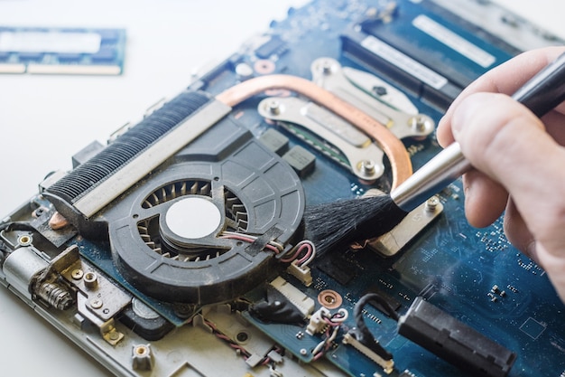 Reinigung, Reparatur und Verhinderung des Laptop-Motherboards und -Prozessors